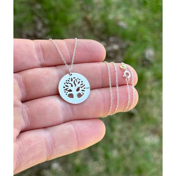 Sterling Silver Tree of Life Necklace, Silver Tree of Life Charm Necklace - Picture 3 of 3